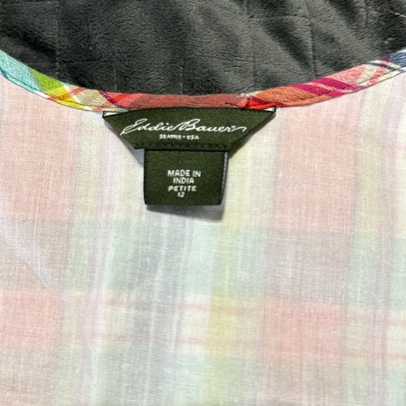 Eddie Bauer 100%‎ Cotton Plaid Tie Waist Sleeveless Dress - Picture 9 of 11